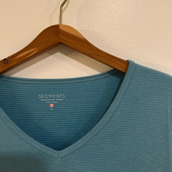 Segments Top Womens Large Blue V Neck 3/4 Sleeve Base Layer Tee Shirt Seg'Ments - Picture 2 of 5
